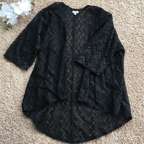 LuLaRoe Sweaters - Lularoe Lindsay kimono black lace L